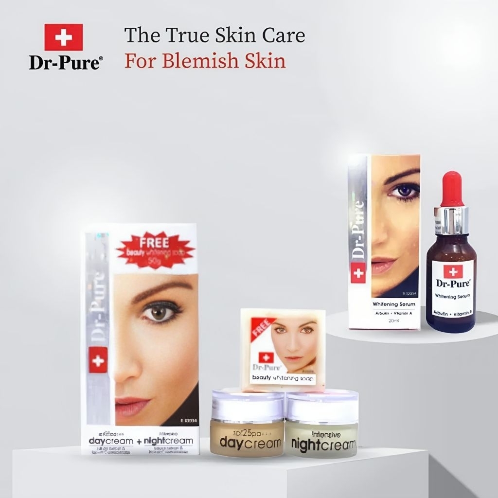 Paket Cream Wajah DR Pure Set 4in1 dengan Serum - Perawatan Komplit untuk Kulit Wajah Sehat Original
