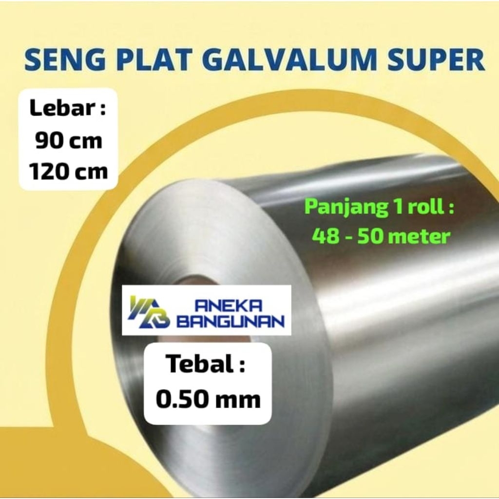 Seng Plat Talang Galvalum TEBAL 0.50 mm Anti Karat (1 roll)