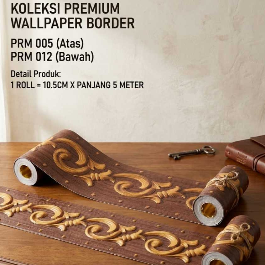 WALLPAPER LIST BORDER STIKER PREMIUM 005 012 WARNA BATIK COKLAT MUDA DAN COKLAT TUA DEKORASI DINDING