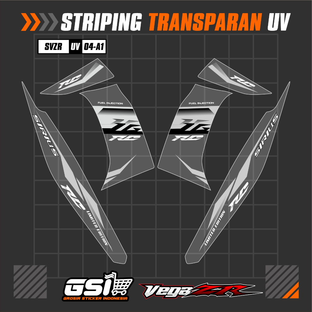 Striping Stiker Transparan Vega ZR Variasi SIRIUS RC - Stiker Semifull Vega ZR Custom Racing - SVZR-