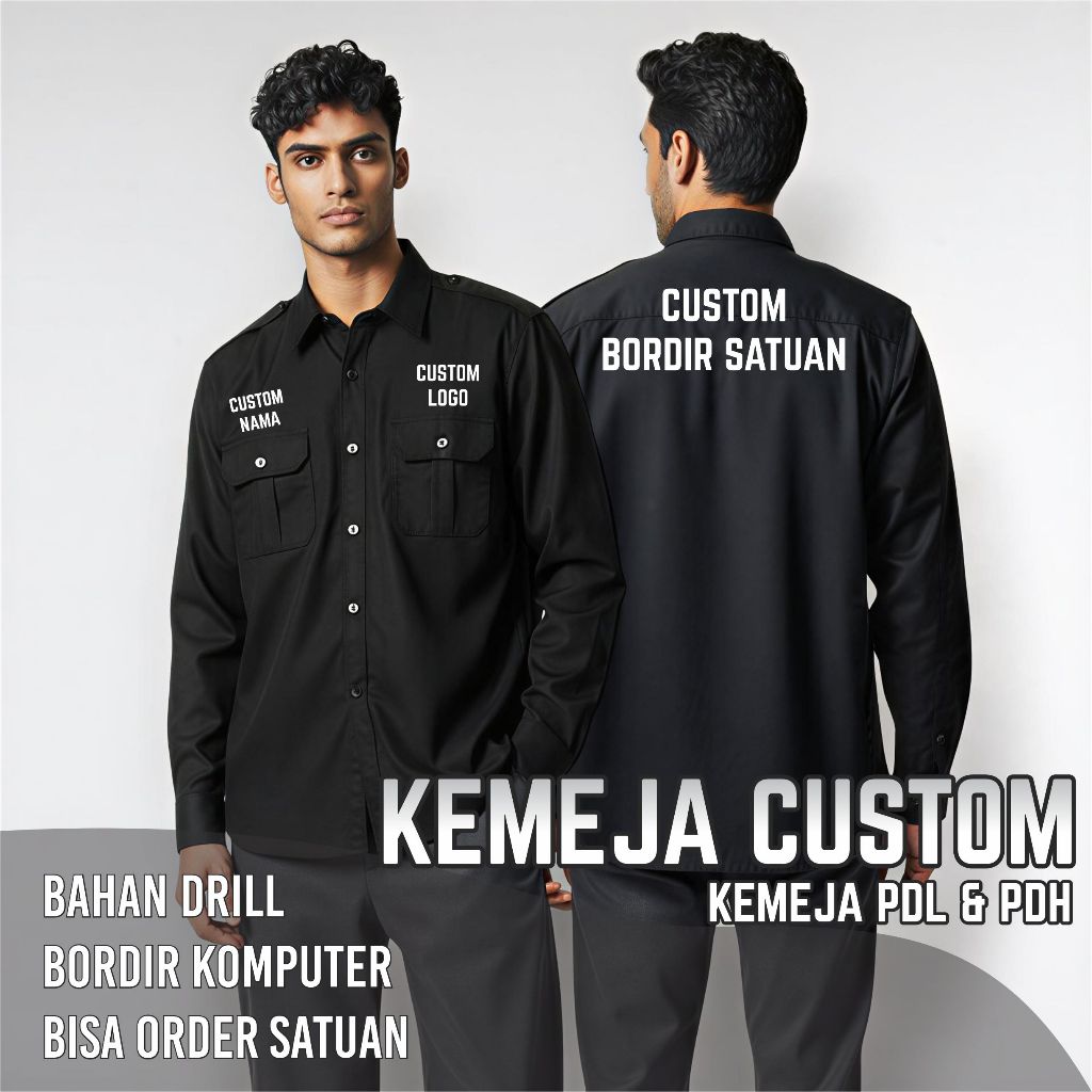 CUSTOM BORDIR SATUAN KEMEJA CUSTOM BORDIR SATUAN / SERAGAM PDH PDL / KEMEJA PANJANG / KEMEJA PENDEK 
