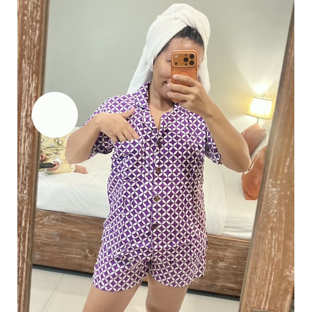 ABENNA BAJU TIDUR PIYAMA BATIK BAJU TIDUR BATIK ADEM SETELAN PENDEK BUSUI