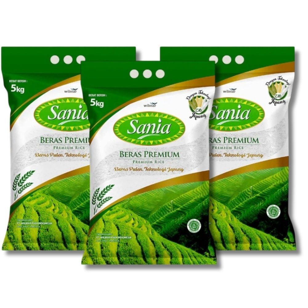 Beras Sania Premium 15Kg Isi 3x5Kg - Beras Pulen Putih Wangi Hemat Keluarga