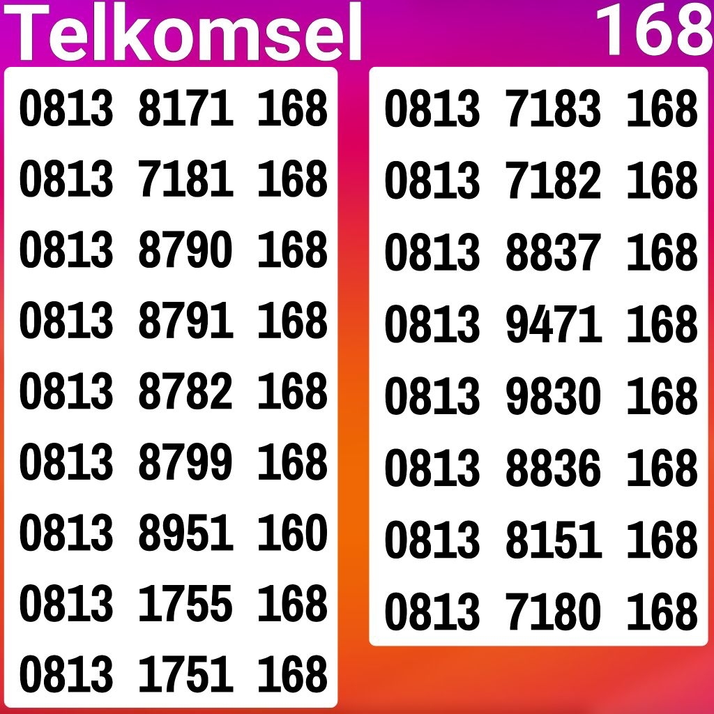 Nomer Cantik Telkomsel Nomor Cantik Telkomsel Simpati Hoki iluva 168