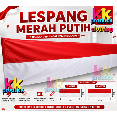 BENDERA MERAH PUTIH PANJANG BENDERA LESPANG MERAH PUTIH PANJANG 10METER