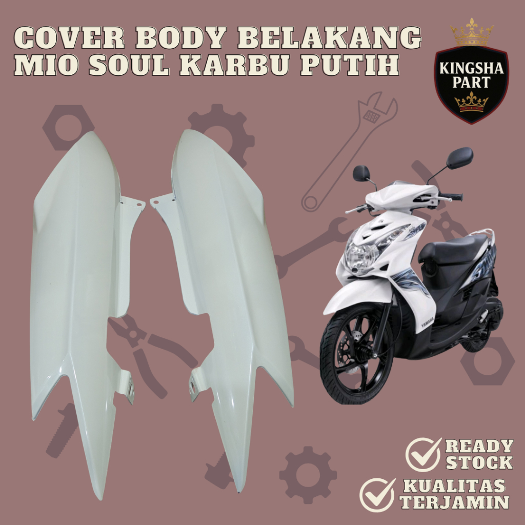 Cover Body Belakang Mio Soul Karbu 2008-2012 Bodi Samping Mio Soul Karbu PUTIH Tenshi