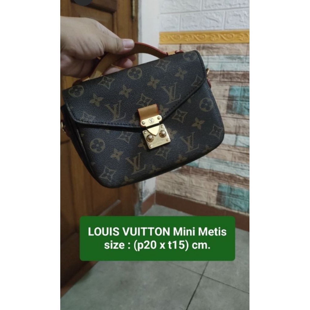 Preloved tas selempang bahu wanita, bahan kulit, ELPONGMonogram Mini Metis