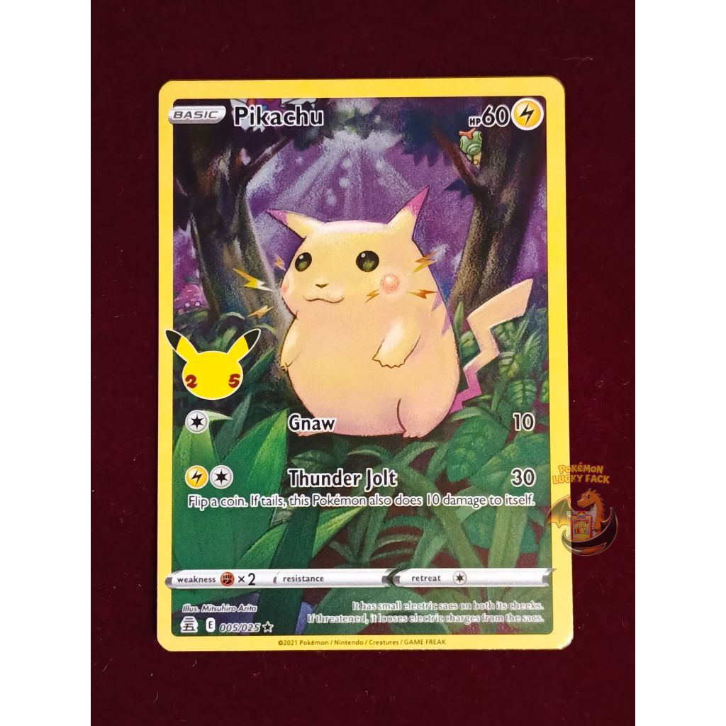 Kartu Pokemon Pikachu 25th Anniversary 005/025 ENG TCG Promo Cards R RRR SAR AR MUR Bukan Ledakan Pe