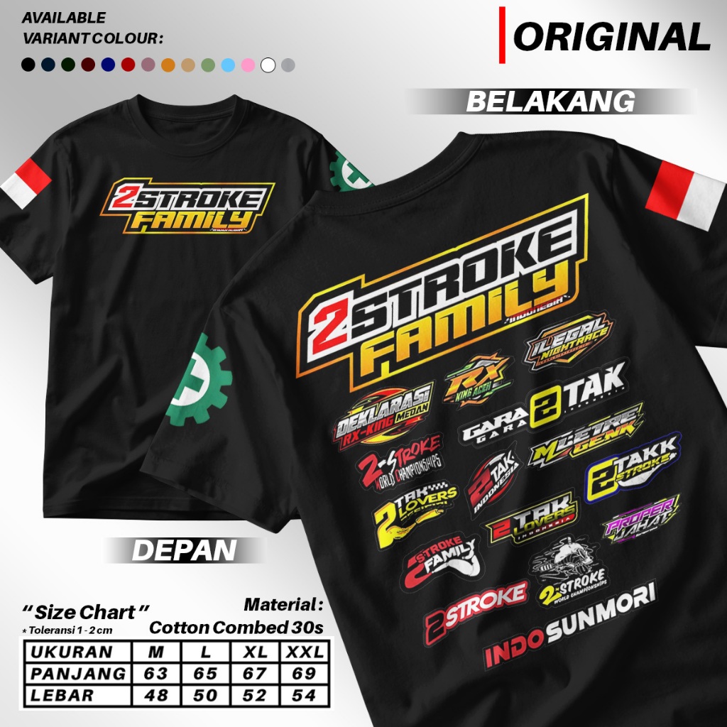 KAOS 2 STROKE FAMILY INDONESIA KAOS PRIA DAN WANITA - BAJU TWO STROKE - KAOS TERBARU TWO STROKE