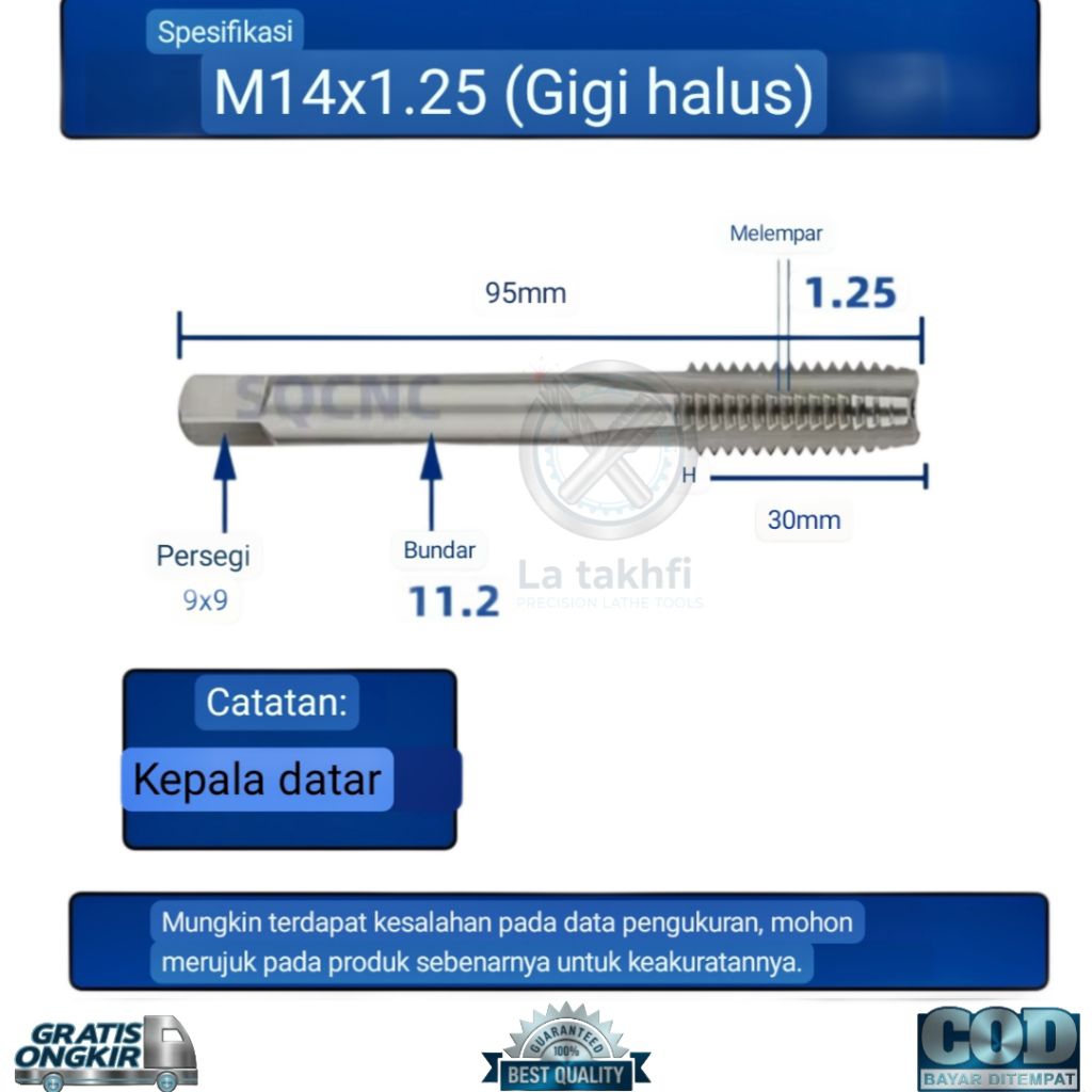 Tap lubang busi Motor 2 tak M14x1.25 RXking ninja 2tak Bisa juga untuk tap verbos busi bebek dan met