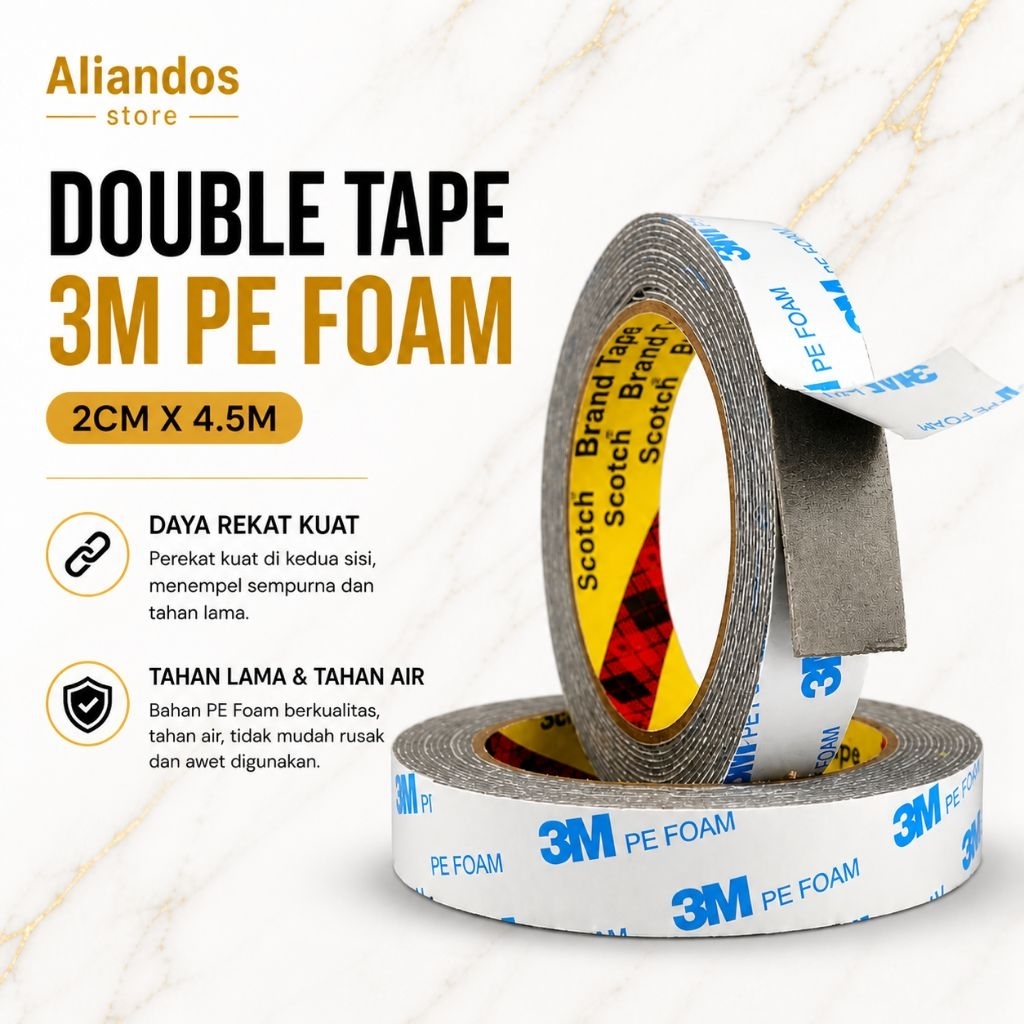 DOUBLE TAPE BUSA MEREK 3M ( 20MM X 4,5 METER) PEREKAT DUA SISI SUPER KUAT