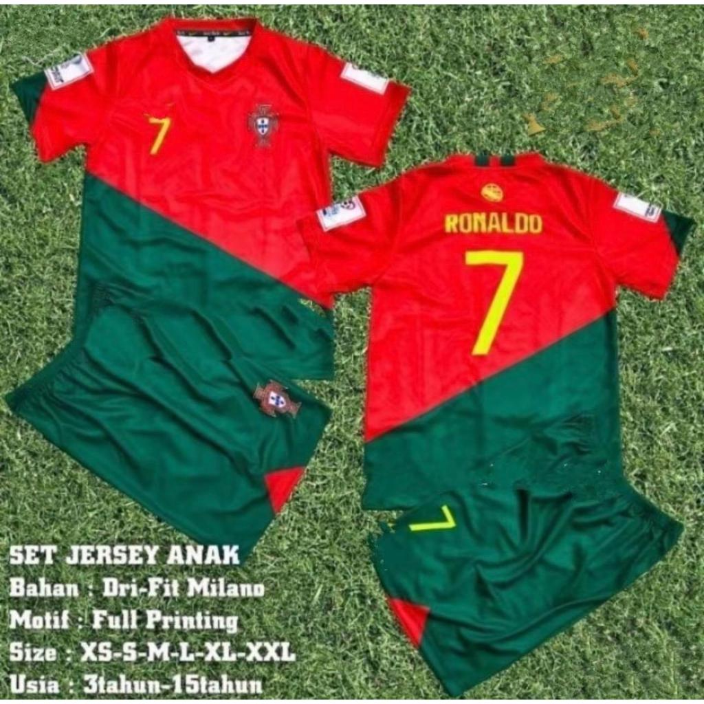 setelan baju bola anak Portugal Ronaldo / baju bola Ronaldo setelan anak murah