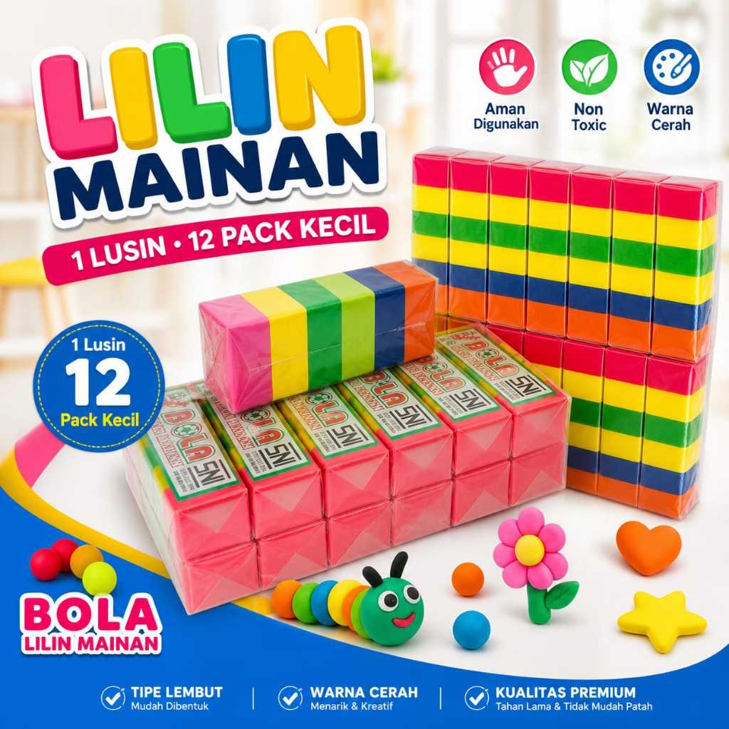 Lilin Mainan Edukasi Anak Warna Warni Kecil Plastisin 1 Lusin