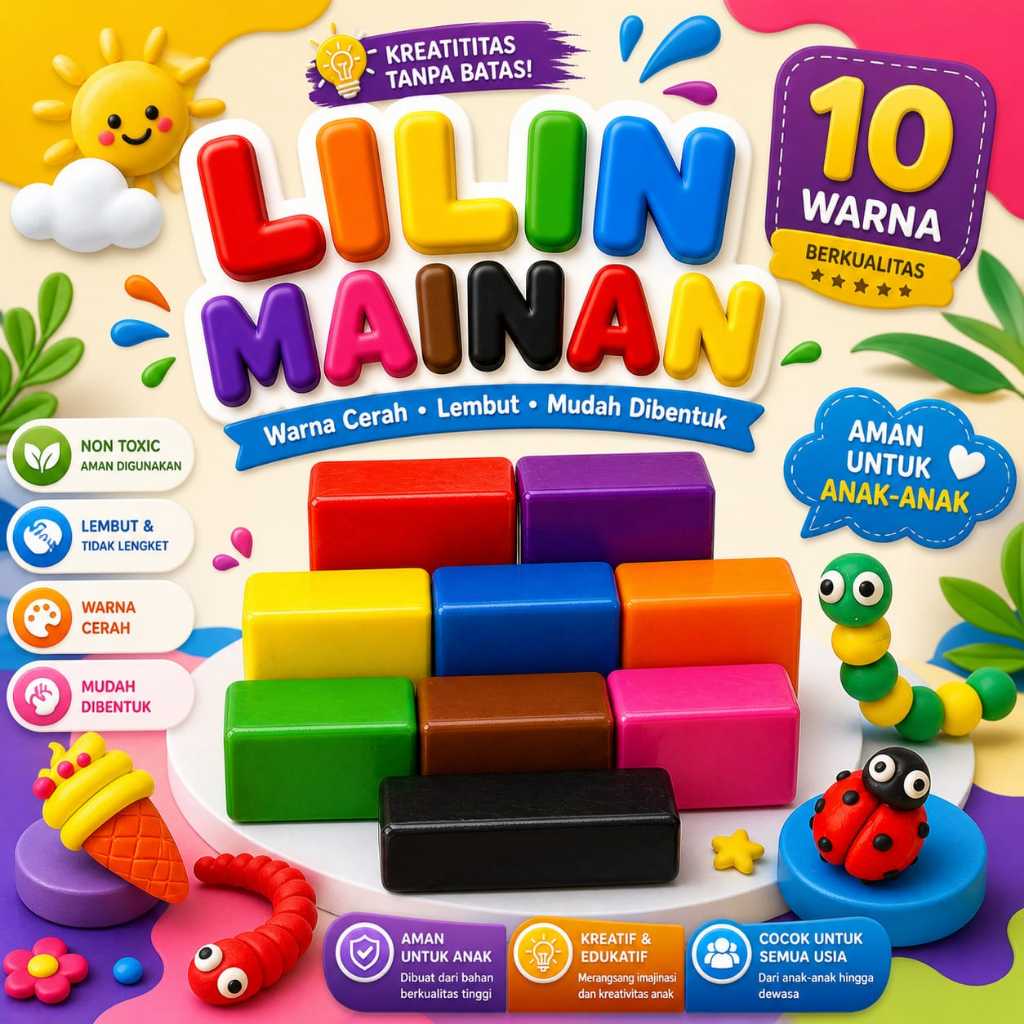Lilin Warna Warni Besar Plastisin Mainan Edukasi Anak
