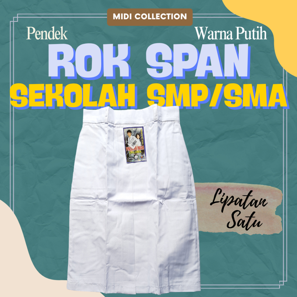 Rok Putih SMP SMA Pendek Rok Sekolah Pendek Lurus Span Seragam SMP SMA CHILDREN