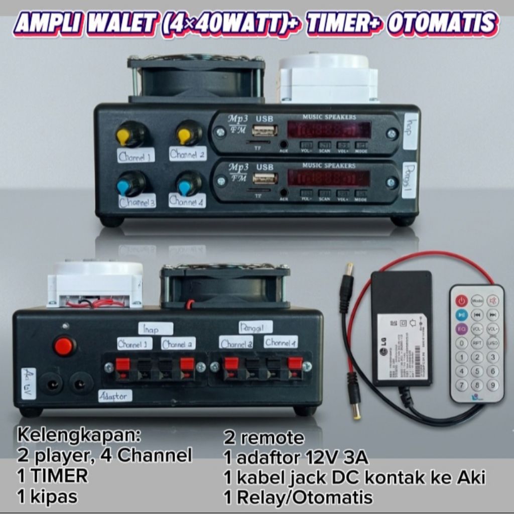 POWER AMPLIFIER WALET / AMPLI WALET RAKITAN 3 PLAYER/ 2 PLAYER/ 1 PLAYER/ TIMER/ OTOMATIS