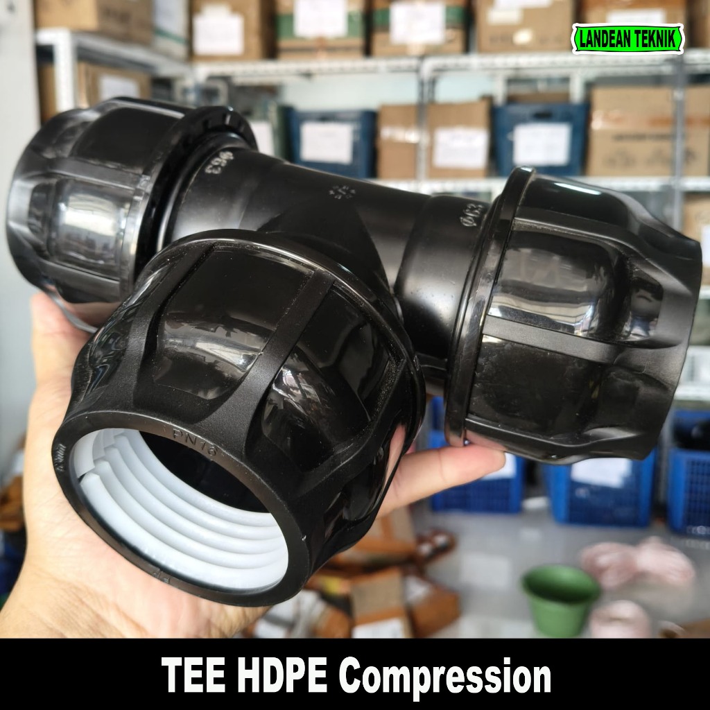 Fitting PP Compression HDPE Equal Tee ( 4" Inch ) 110 × 110 × 110 MM Sambungan Pipa HDPE
