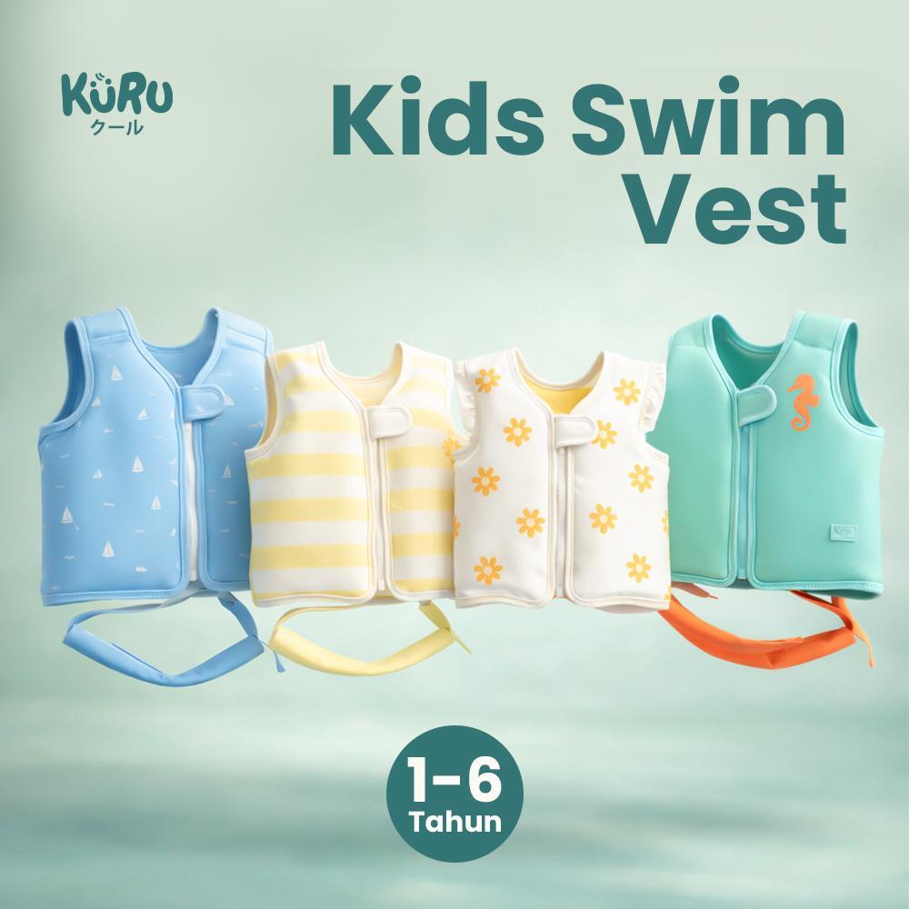 Rompi Renang Anak KURU Swim Vest Pelampung Anak Neoprene Anti Naik Leg Strap Baju Renang Anak Belaja
