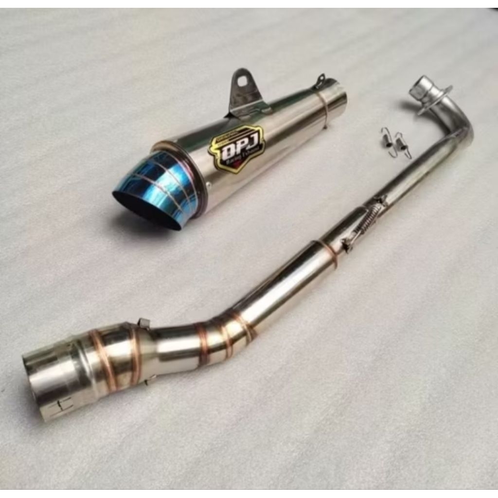 KNALPOT DPJ KEONG SARTENG UJUNG BLUE & SLINCER DPJ JIGSAW KEONG BLUE SARINGAN 1/4 P25 DIAMETER  50MM