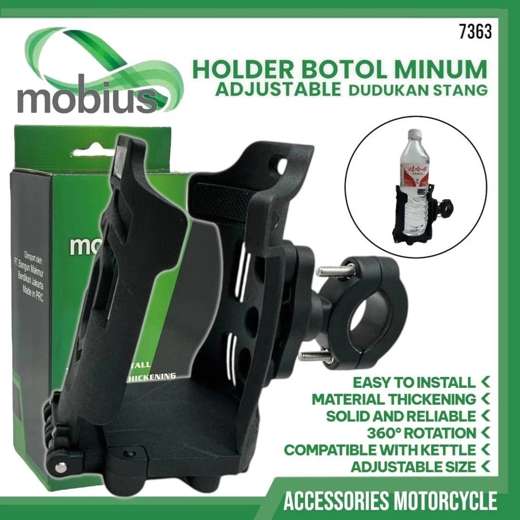 Dudukan Botol Minum MOBIUS Holder Botol Series 7363 Dudukan Stang Motor PCX 160 ADV 150 BEAT STREET 
