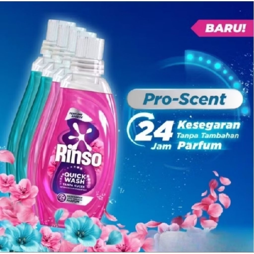 Rinso 650gr Parfume Breeze Power Clean Rinso Botol Micellar Soft 700ml Detergen Cair Konsentrat 1.65