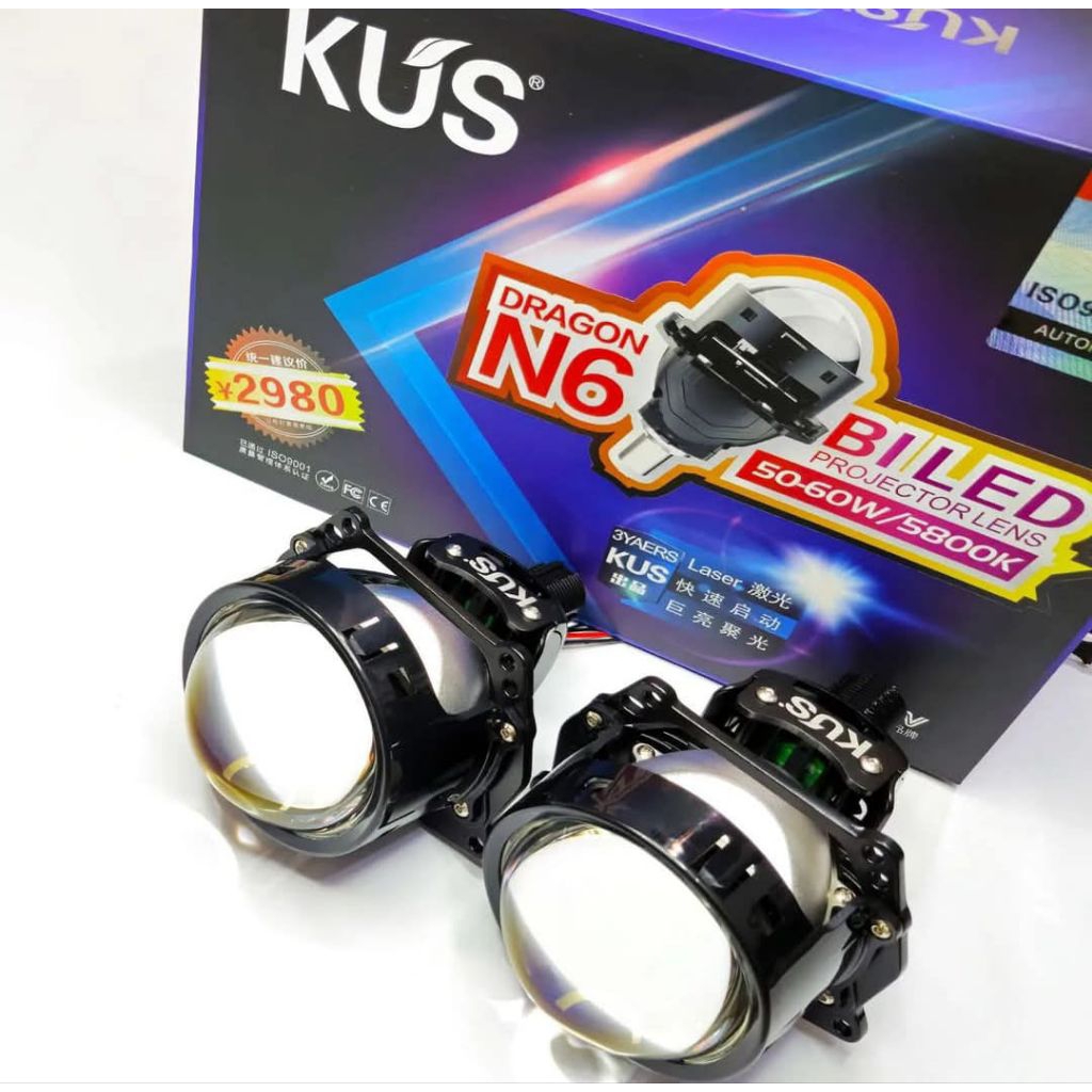 Lampu BI-led Headlamp Kus N6 50watt-60watt ukuran 3inch