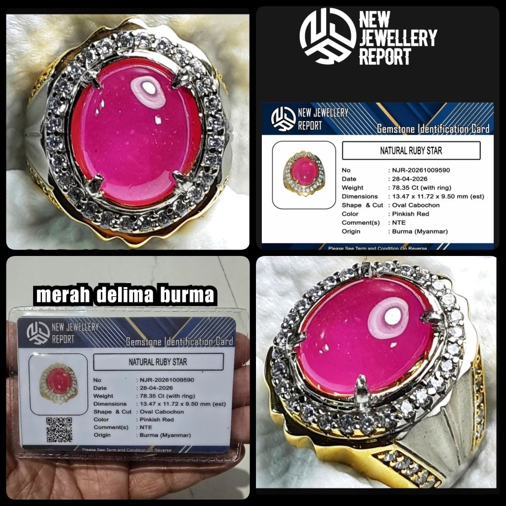 original cincin batu ruby star burma pigeon blod super NTE
