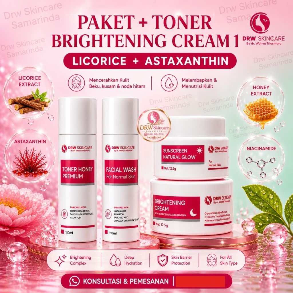 Paket + Toner Brightening Series DRW: Atasi Kusam, Flek & Bekas Jerawat