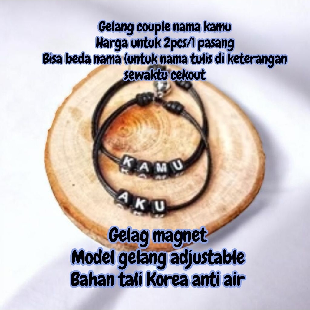 Gelang Pasangan Magnet Couple Nama Sendiri /Gelang Couple Magnet Termurah
