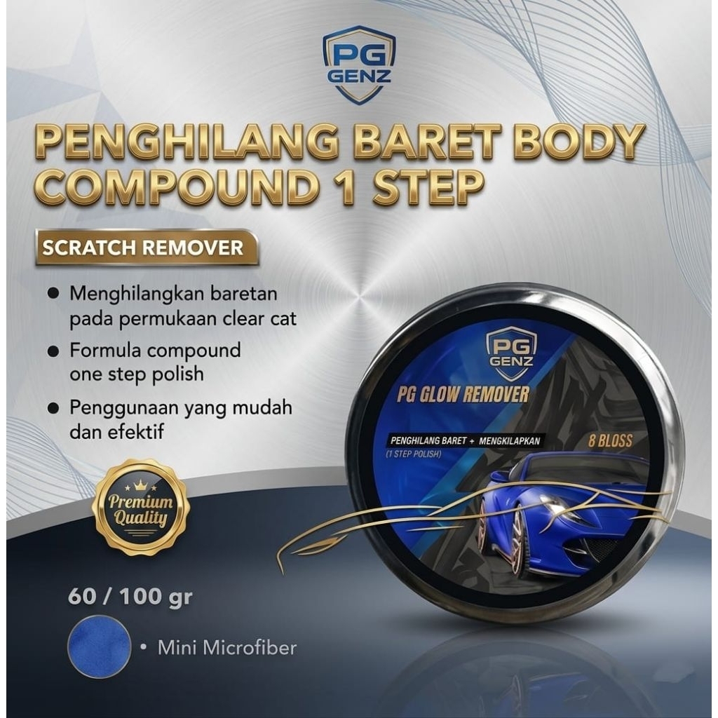 PG Genz PG Glow Polish Remover 60/100 gr Penghilang Baret Body Compound 1 Step Scratch Remover Formu