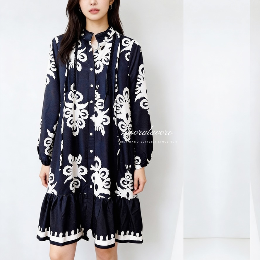 AIKO VINTAGE BOHEMIA ETHNIC LOOSE DRESS KOREAN STYLE READY DRESSLOOK BANGKOK PREMIUM COLLECTION BKK
