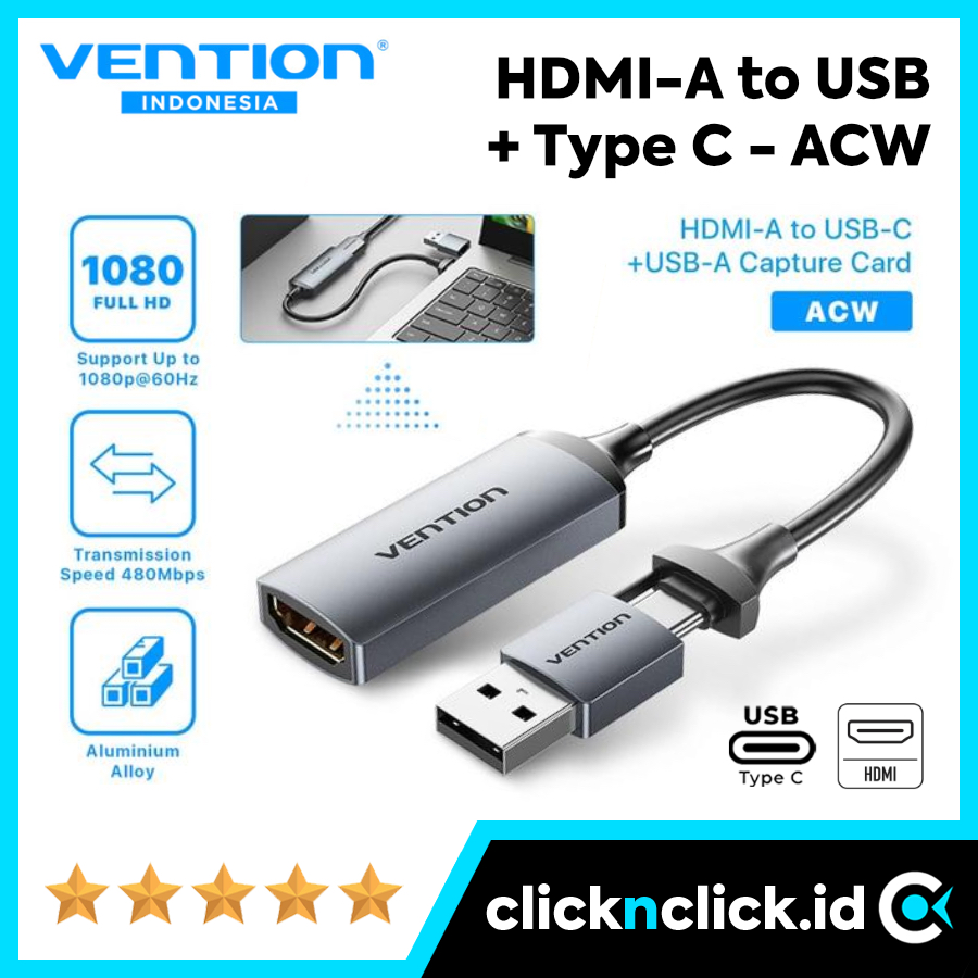 VENTION ACW - HDMI Video Capture Card to USB 3.0 + Type C 2in1 1080p FHD Full HD Kabel Cable Live St