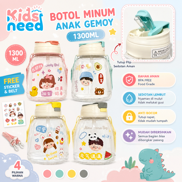 Botol Minum Anak Gemoy Viral 1300ML FREE STIKER