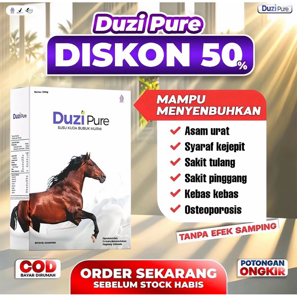 Duzi Pure ORIGINAL Susu Kuda Murni Untuk Atasi Asam Urat Dan Nyeri Sendi 100% Original