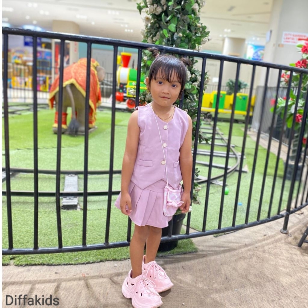 Setelan Baju Anak Perempuan Vest Jolene Rompi Rok Anak Perempuan Rok Celana Anak Kekinian Korean Sty