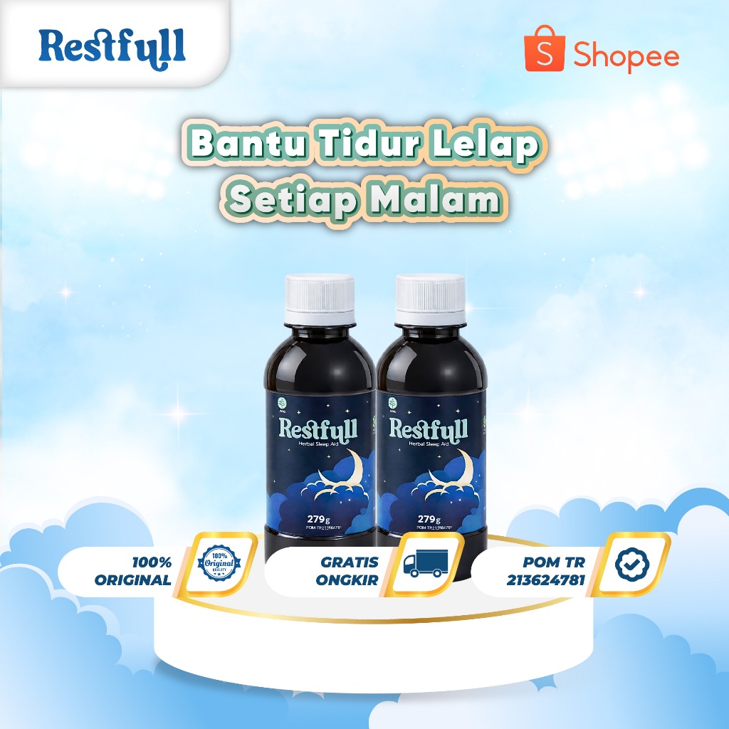 Tidur Lebih Lelap Setiap Malamnya - 2 Botol Restfull Insomnia - Ekstrak Akar Valerian dan Ekstrak Bi