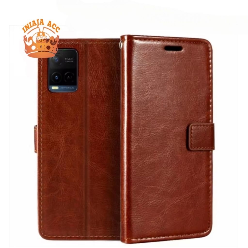 CASE VIVO Y33S / Y33T LEATHER CASE SARUNG HP DOMPET KULIT FLIP COVER CASE BUKA TUTUP KESING DOMPET