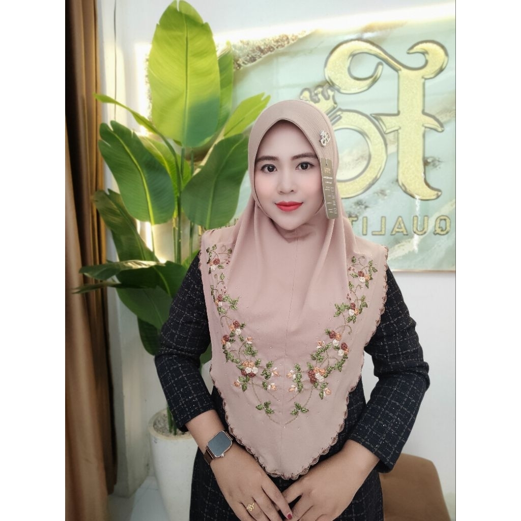 HIJAB INSTAN FO NARA SULAM BUNGA  DAN SULAM KIPAS CANTIK DAN MEWAH