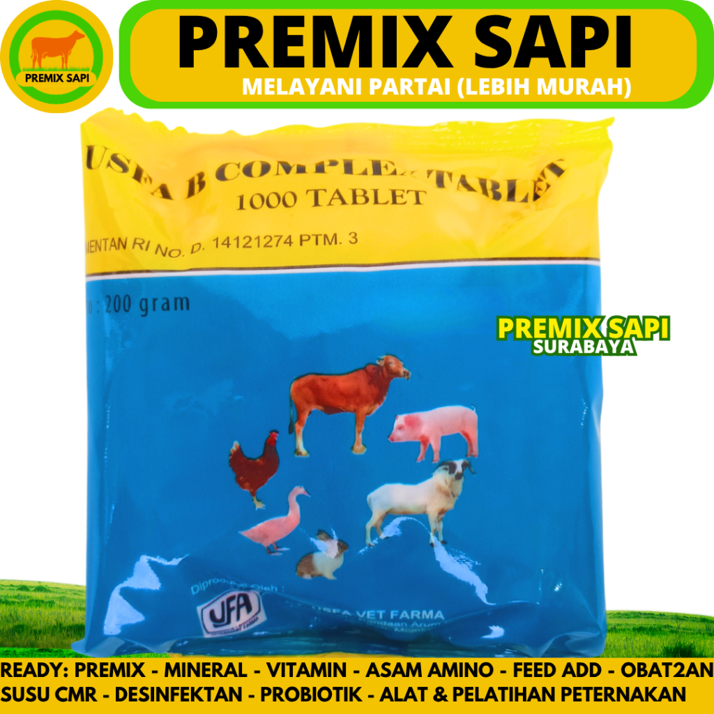 USFA B COMPLEX TABLET - Vitamin B Komplek Untuk Pertumbuhan & Nafsu Makan Sapi Kambing Ayam Babi