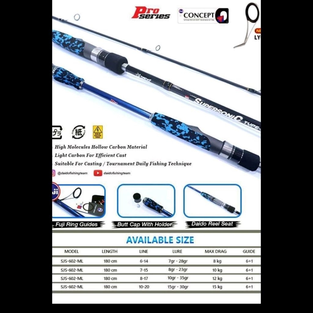 joran pancing daido type supersonic pro series japan style 602 180 super sonic js type ring fuji