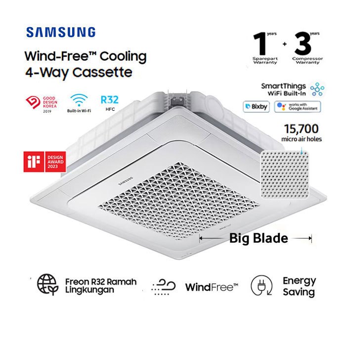 Cassette Samsung Inverter AC052FE4DKF/EA - Ac Cassette Samsung Inverter 4 Way Wind-Free 2 PK