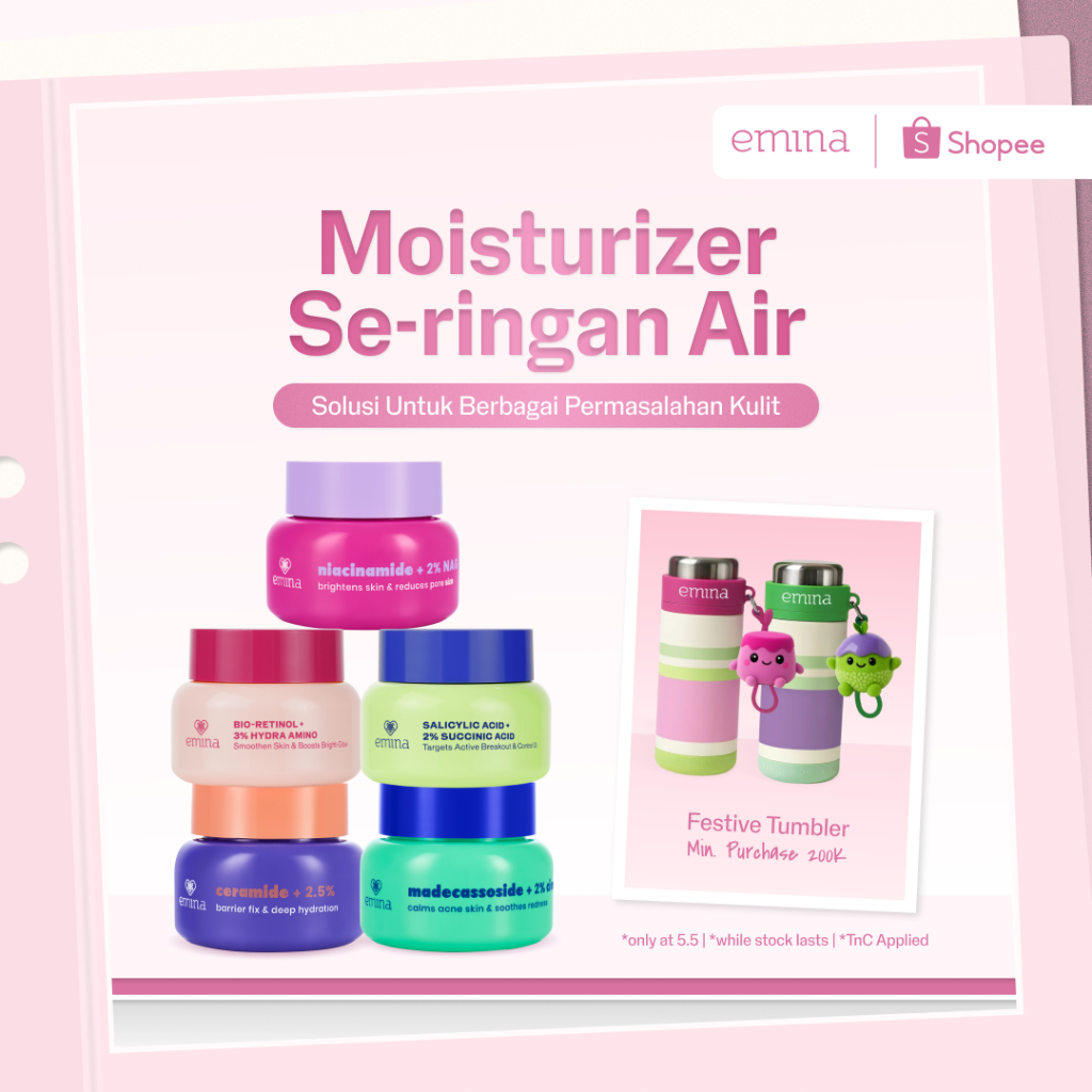 EMINA Moisturizer Water Gel Series Multi Skin Solution - Mencerahkan Wajah, Mengurangi Flek Hitam, K