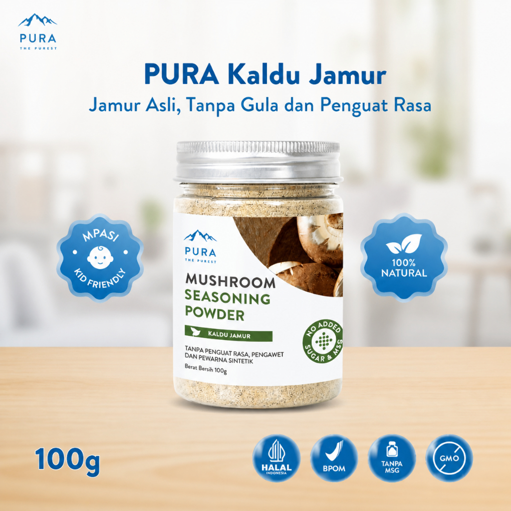 PURA SEASONING KALDU JAMUR ASLI KALDU MPASI NON MSG TANPA GULA 100gr
