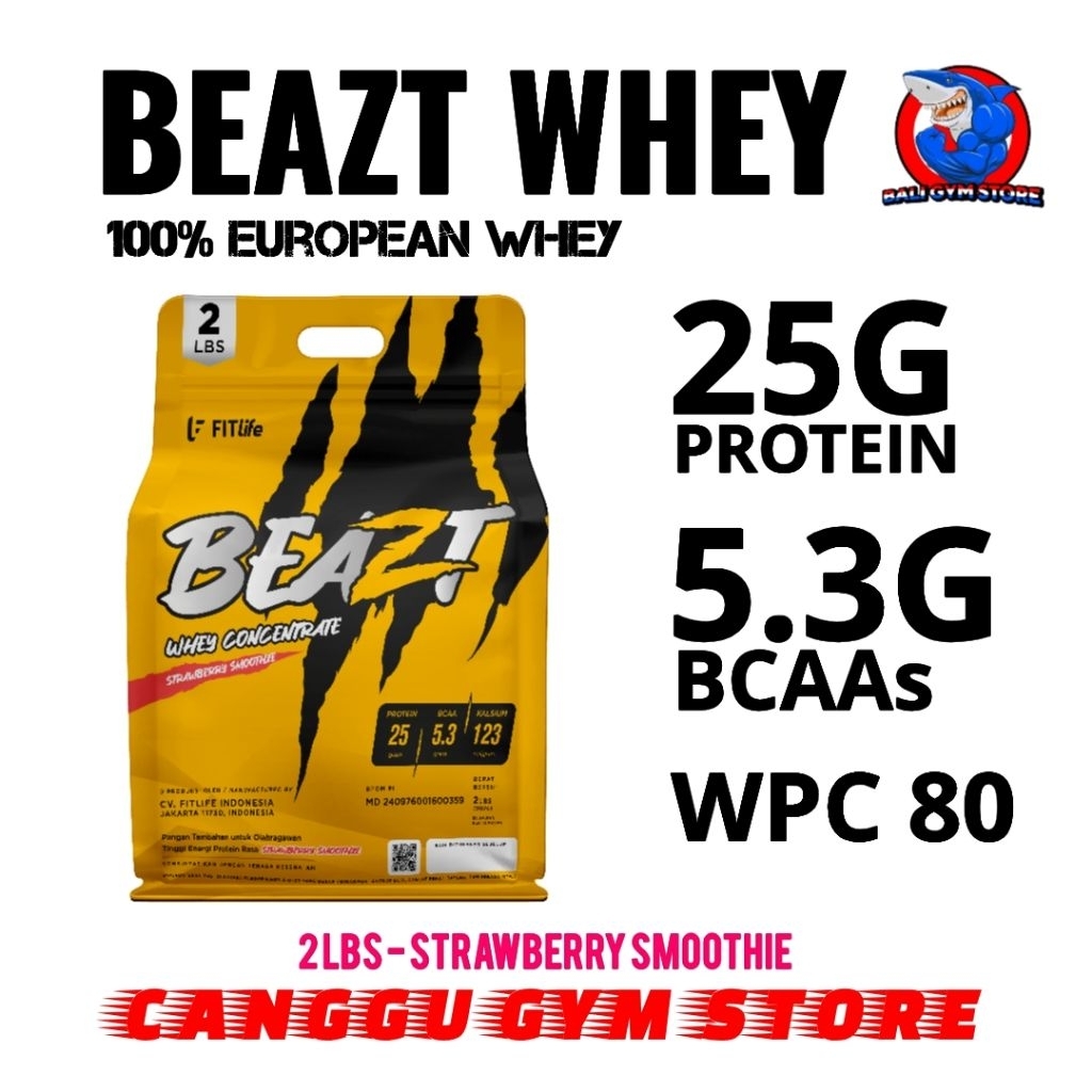 Fitlife BEAZT Whey Concentrate 2lbs WPC 80 Susu Tinggi Protein Mendukung Pertumbuhan dan Pemulihan O