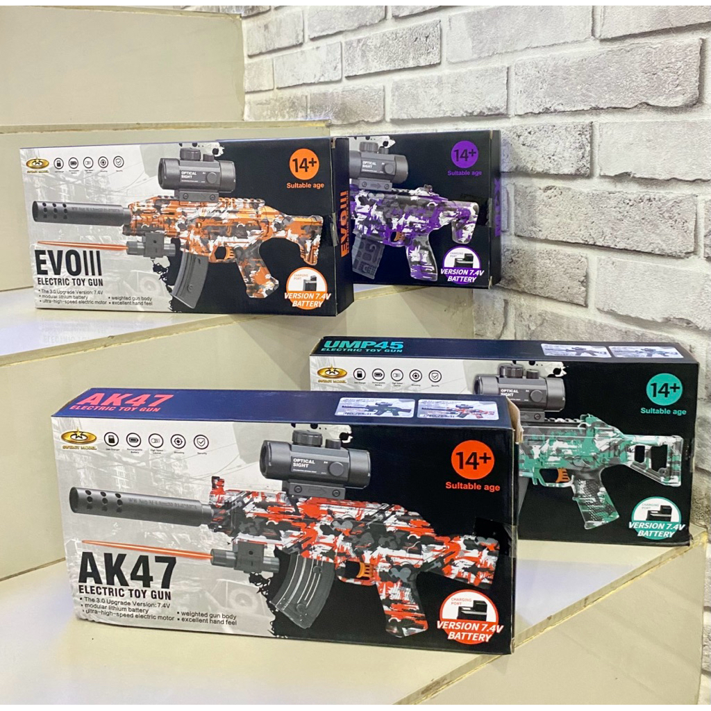 Mainan Tembakan Gel / Mainan Pistol Senapan Tembakan Water Gel Blaster Ball Elektrik MCX UMP45 EVOII