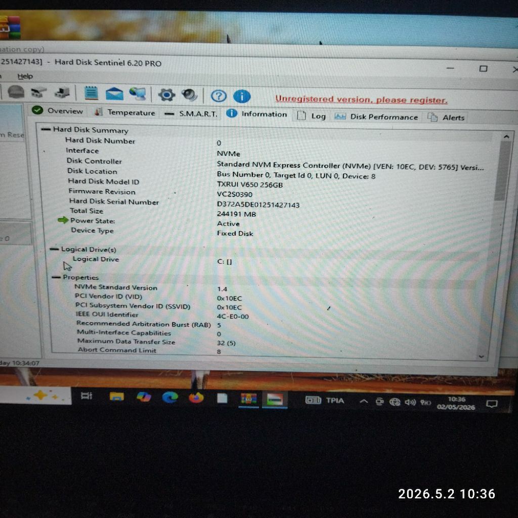 ssd nvme 256gb varro bekas