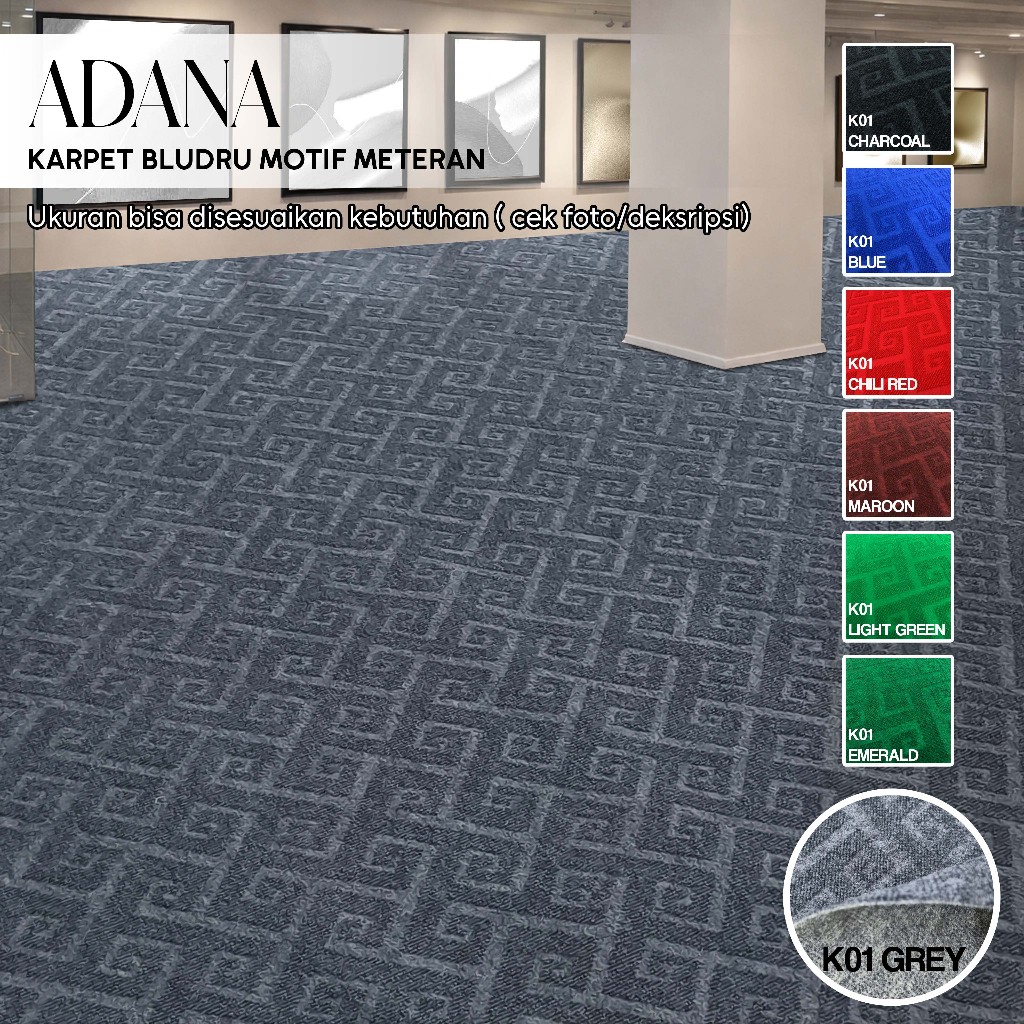 Karpet Lantai Bludru Motif 10m x 2m [METERAN] Karpet Exhibition Pameran Karpet Motif Tebal Alas Dudu