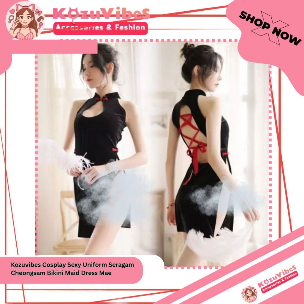 Kozuvibes Cosplay Sexy Uniform Seragam Cheongsam Bikini Maid Dress Mae