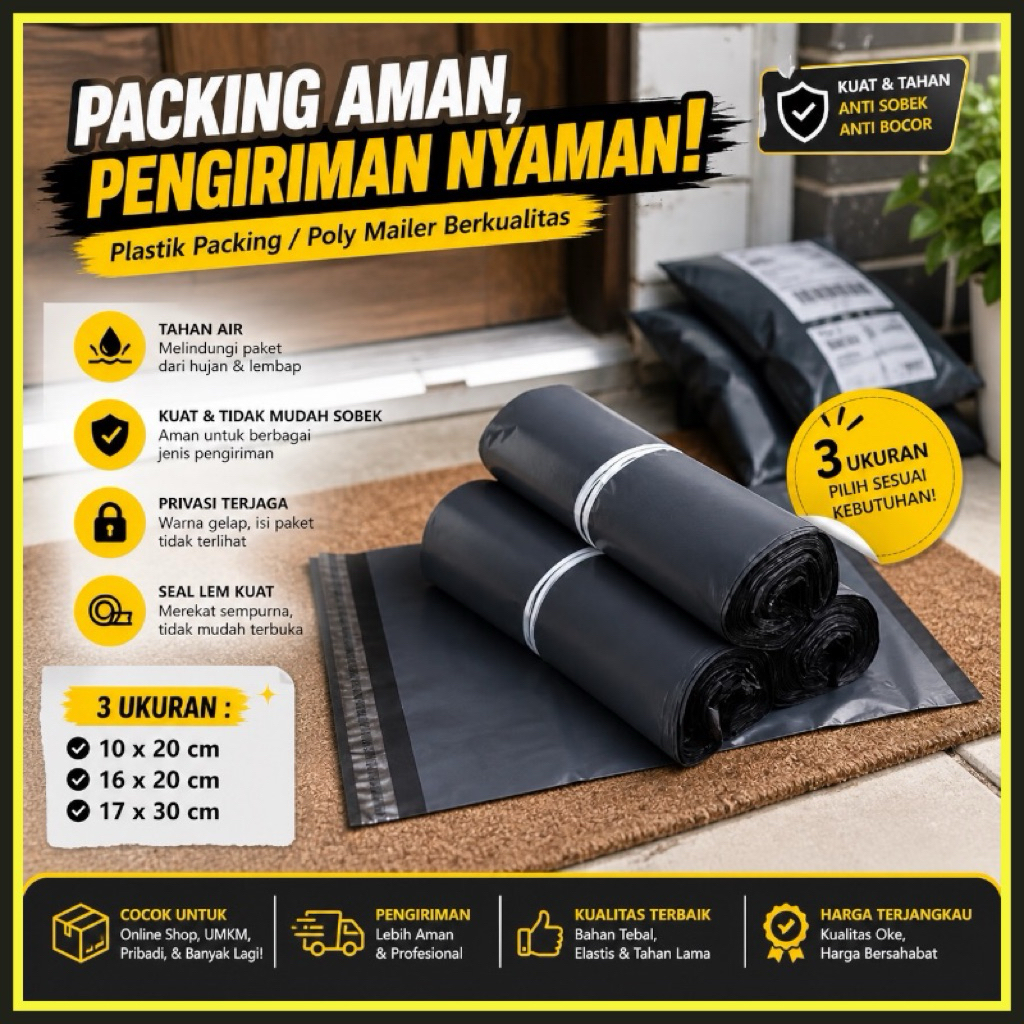 Polymailer kecil / amplop packing / plastik packing 10x20 16x20 17x30