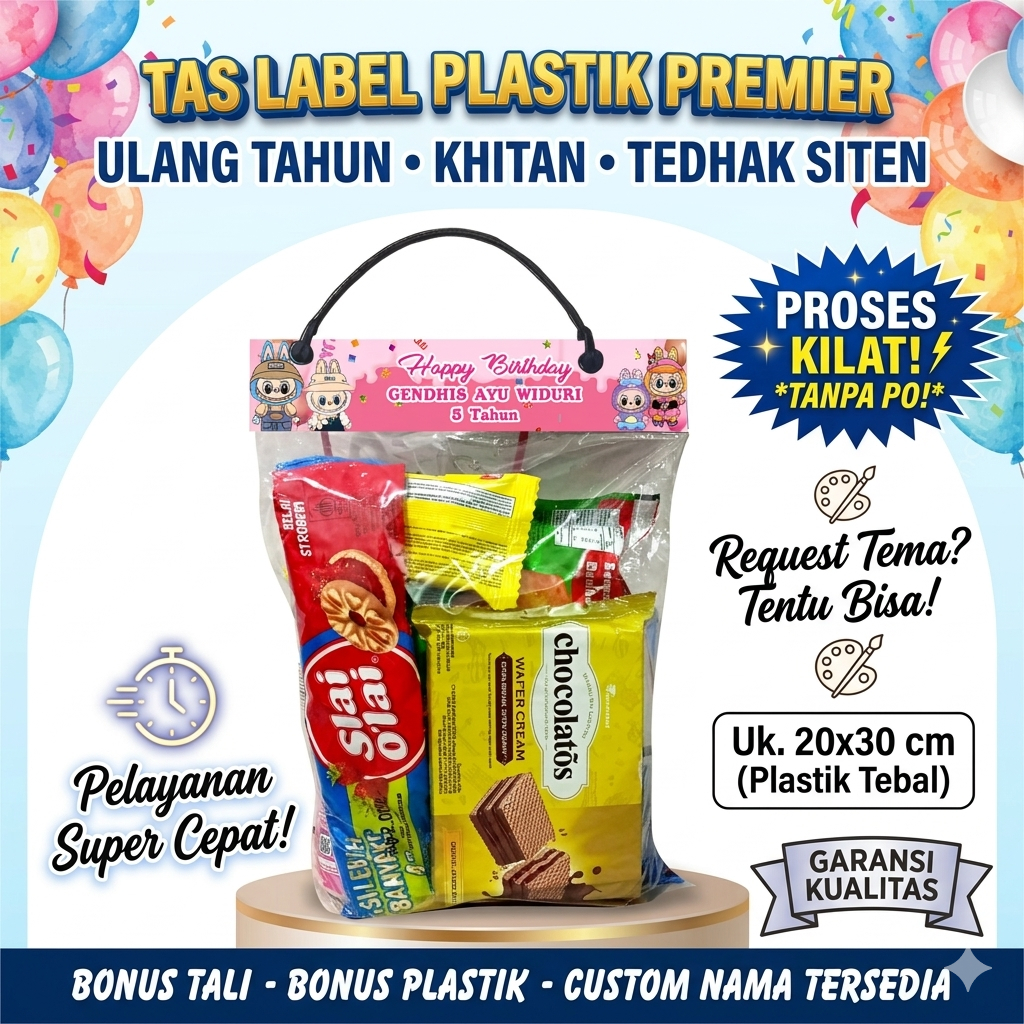 Tas Plastik Snack Ulang Tahun Premium bisa Custom karakter